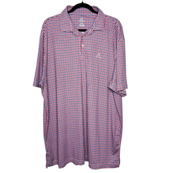Rhoback Red White Blue USA Checked Short Sleeve Golf Polo Shirt SZ XXL Old Glory - Picture 1 of 8